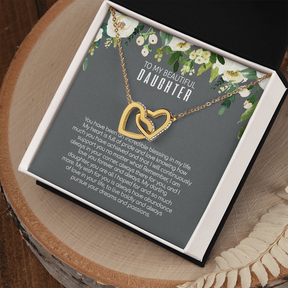 Daughter - Love You Forever And Always - Interlocking Hearts Necklace