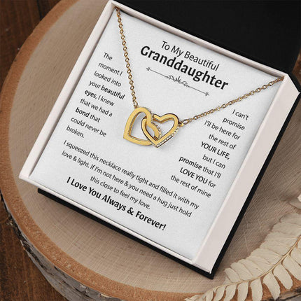 Beautiful Granddaughter - I'll Love You For The Rest Of Mine - Interlocking Hearts Necklace - Charming Present