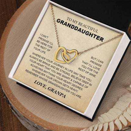 Granddaughter - Grandpa - Love You For The Rest Of Mine - Interlocking Hearts Necklace - Charming Present