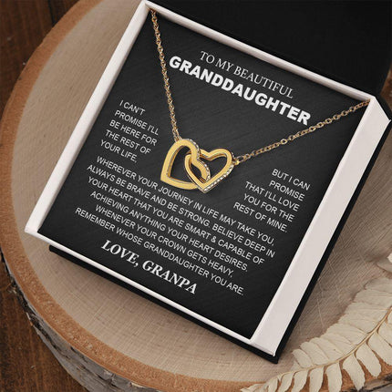 Granddaughter - Grandpa - Love You For The Rest Of Mine - Interlocking Hearts Necklace - Charming Present