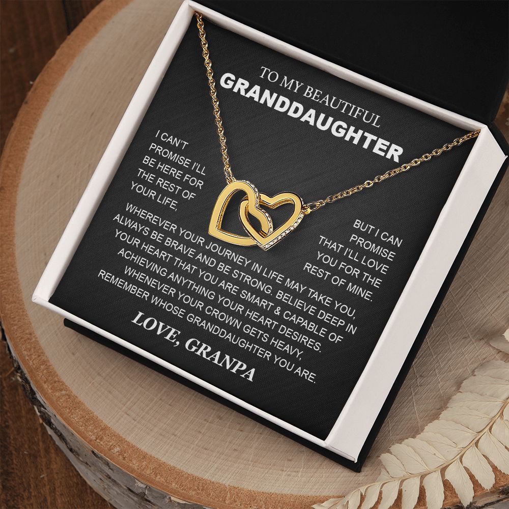 Granddaughter - Grandpa - Love You For The Rest Of Mine - Interlocking Hearts Necklace