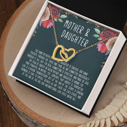 Mother And Daughter - The Bond Between Mother And Daughter Is Forever - Interlocking Hearts Necklace - Charming Present