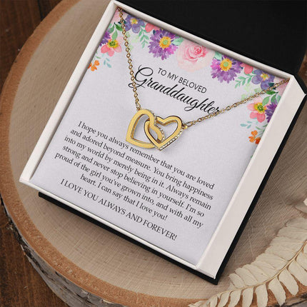 Granddaughter - I Love You Always And Forever - Interlocking Hearts Necklace - Charming Present