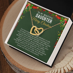 Beautiful Daughter - Merry Christmas - Love You Forever And Always - Interlocking Hearts Necklace