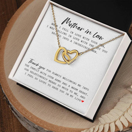 Mother In Law - Thank You For Always Welcoming Me - Interlocking Hearts Necklace SO175T - Charming Present