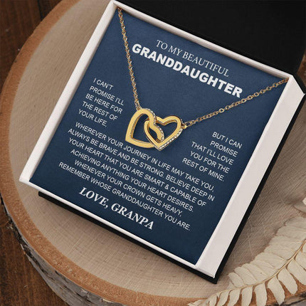 Granddaughter - Grandpa - Love You For The Rest Of Mine - Interlocking Hearts Necklace - Charming Present