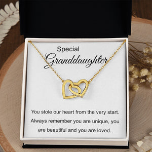 Special Granddaughter - You Are Beautiful - Interlocking Hearts Necklace