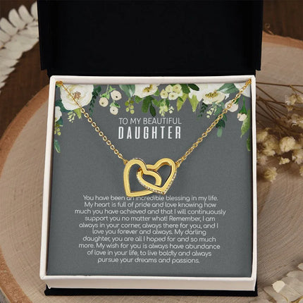 Daughter - Love You Forever And Always - Interlocking Hearts Necklace - Charming Present