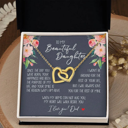 Daughter - Dad - My Heart Will Walk Beside You - Interlocking Hearts Necklace - Charming Present