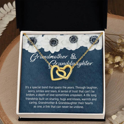 Granddaughter - Sharing Hugs And Kisses - Interlocking Hearts Necklace - Charming Present