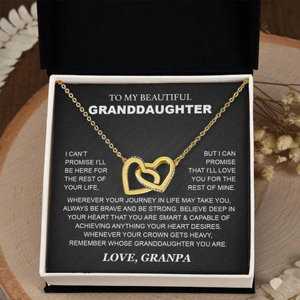 Granddaughter - Grandpa - Love You For The Rest Of Mine - Interlocking Hearts Necklace - Charming Present