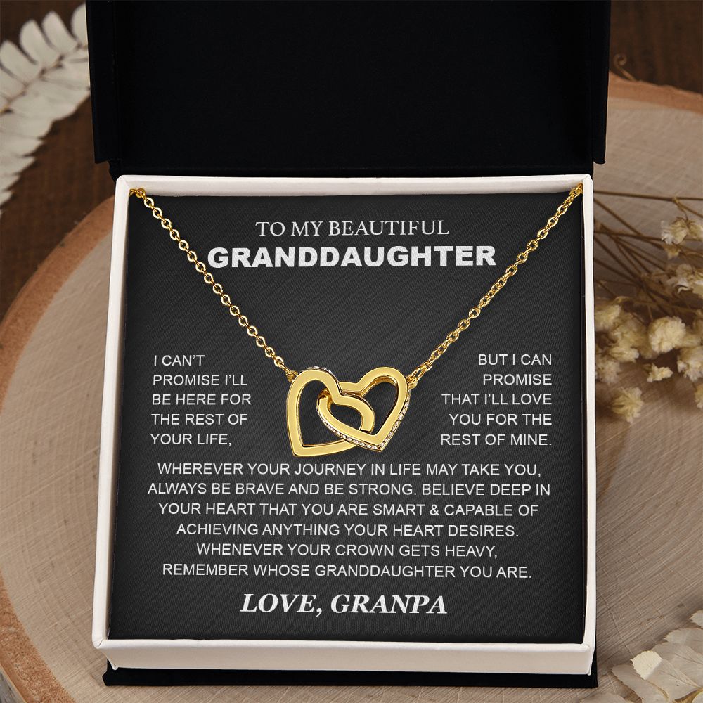 Granddaughter - Grandpa - Love You For The Rest Of Mine - Interlocking Hearts Necklace