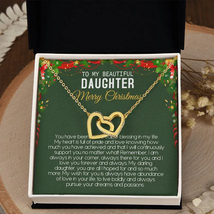 Beautiful Daughter - Merry Christmas - Love You Forever And Always - Interlocking Hearts Necklace - Charming Present