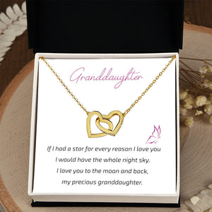 Granddaughter Grandma - I Love You To The Moon And Back - Interlocking Hearts Necklace