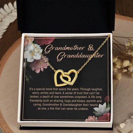 Granddaughter - Sharing Hugs And Kisses - Interlocking Hearts Necklace - Charming Present