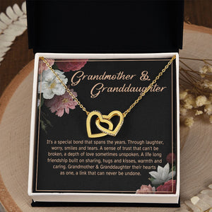 Granddaughter - Sharing Hugs And Kisses - Interlocking Hearts Necklace