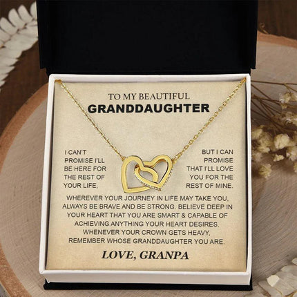 Granddaughter - Grandpa - Love You For The Rest Of Mine - Interlocking Hearts Necklace - Charming Present