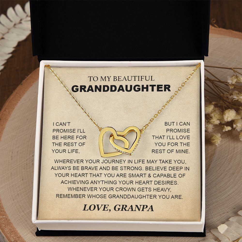 Granddaughter - Grandpa - Love You For The Rest Of Mine - Interlocking Hearts Necklace