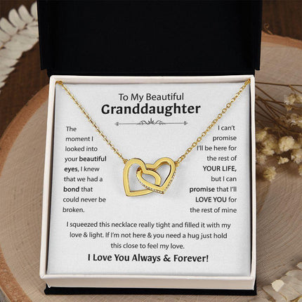 Beautiful Granddaughter - I'll Love You For The Rest Of Mine - Interlocking Hearts Necklace - Charming Present