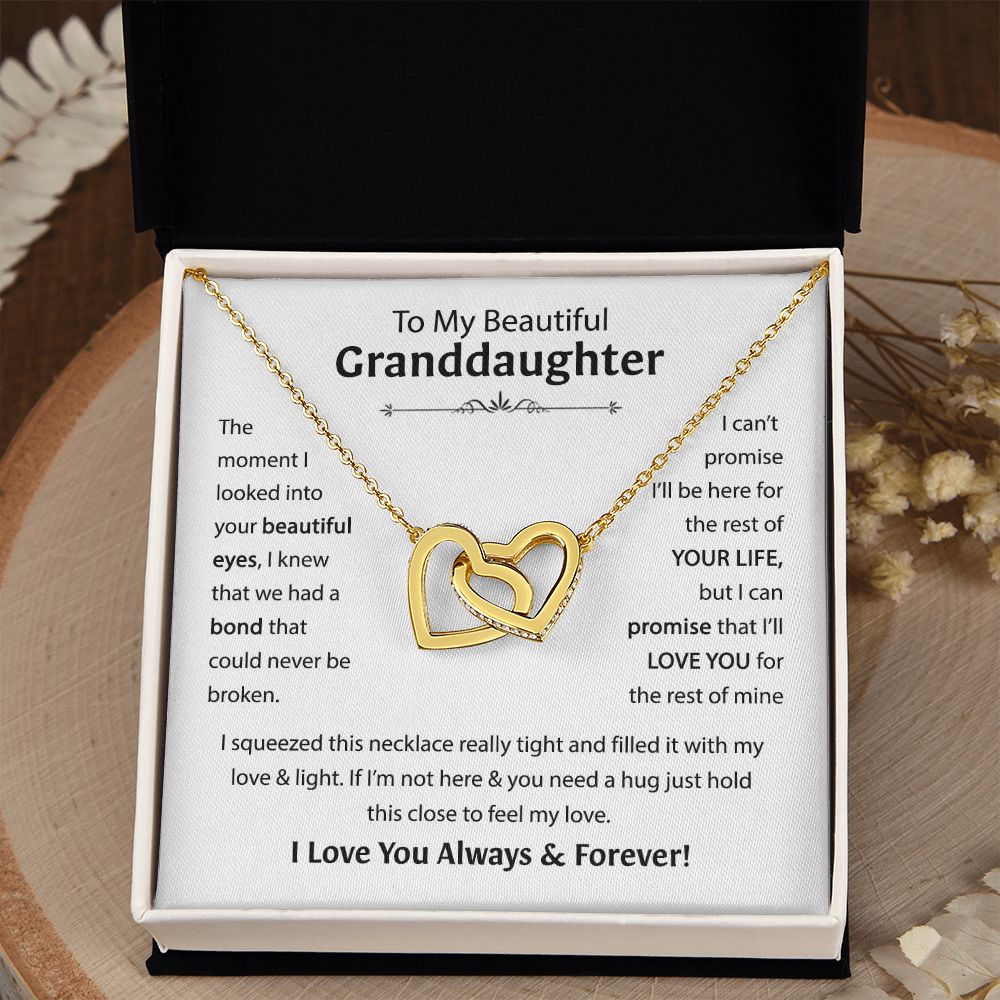 Beautiful Granddaughter - I'll Love You For The Rest Of Mine - Interlocking Hearts Necklace