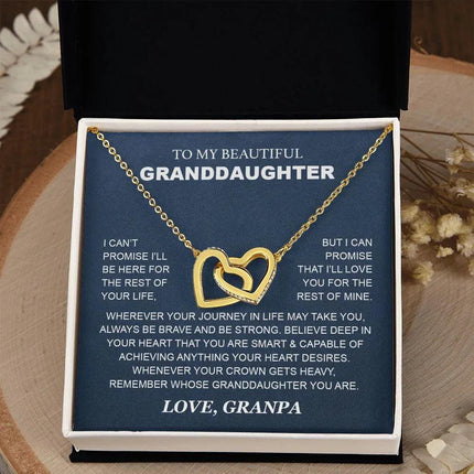 Granddaughter - Grandpa - Love You For The Rest Of Mine - Interlocking Hearts Necklace - Charming Present