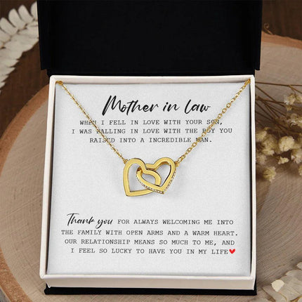 Mother In Law - Thank You For Always Welcoming Me - Interlocking Hearts Necklace SO175T - Charming Present
