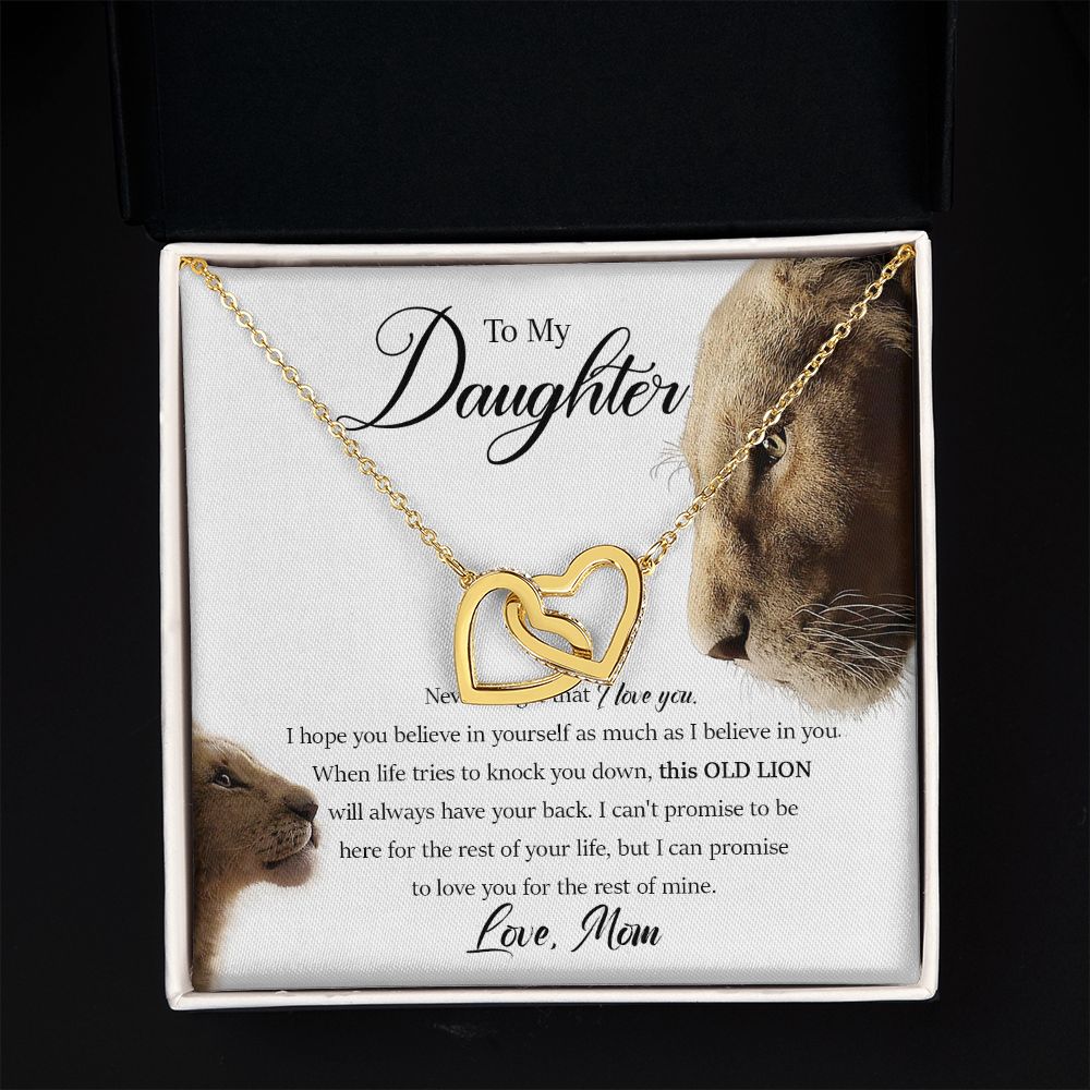 Daughter - Mom - Never Forget That I Love You - Interlocking Hearts Necklace