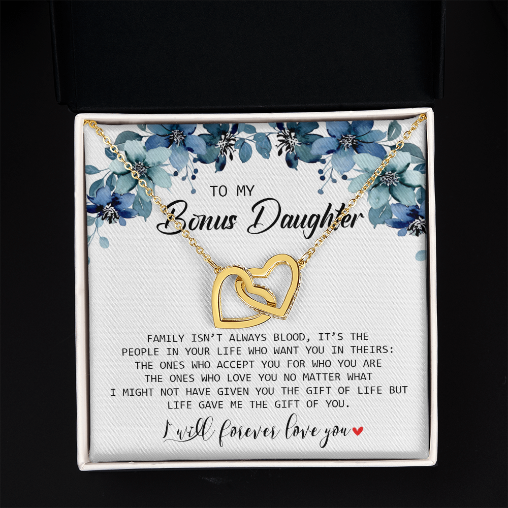 To My Bonus Daughter - I Will Forever Love You - Interlocking Hearts Necklace SO155T