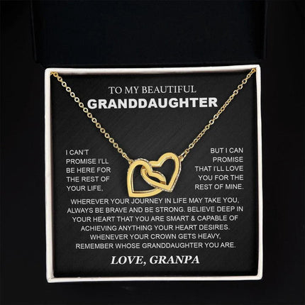 Granddaughter - Grandpa - Love You For The Rest Of Mine - Interlocking Hearts Necklace - Charming Present