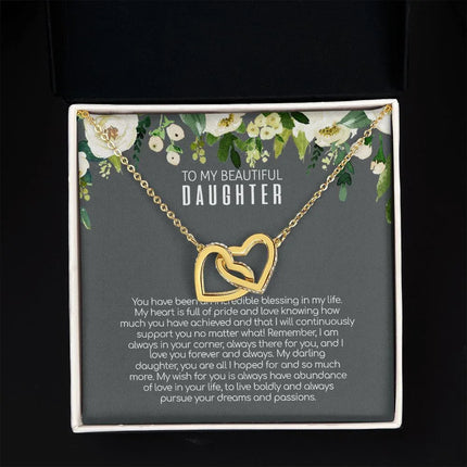 Daughter - Love You Forever And Always - Interlocking Hearts Necklace - Charming Present