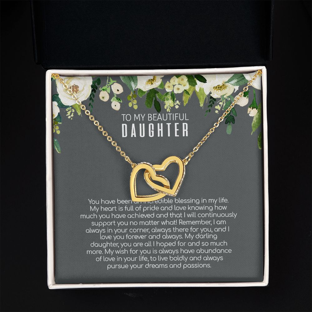 Daughter - Love You Forever And Always - Interlocking Hearts Necklace