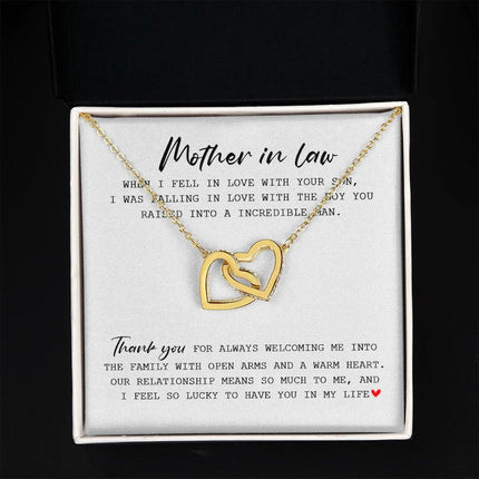 Mother In Law - Thank You For Always Welcoming Me - Interlocking Hearts Necklace SO175T - Charming Present