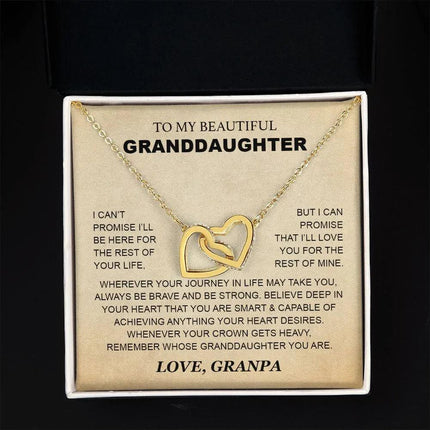 Granddaughter - Grandpa - Love You For The Rest Of Mine - Interlocking Hearts Necklace - Charming Present