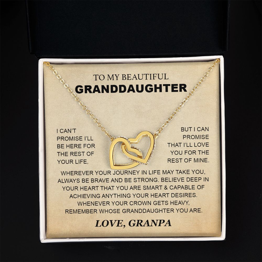 Granddaughter - Grandpa - Love You For The Rest Of Mine - Interlocking Hearts Necklace