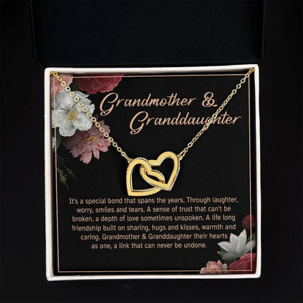 Granddaughter - Sharing Hugs And Kisses - Interlocking Hearts Necklace - Charming Present
