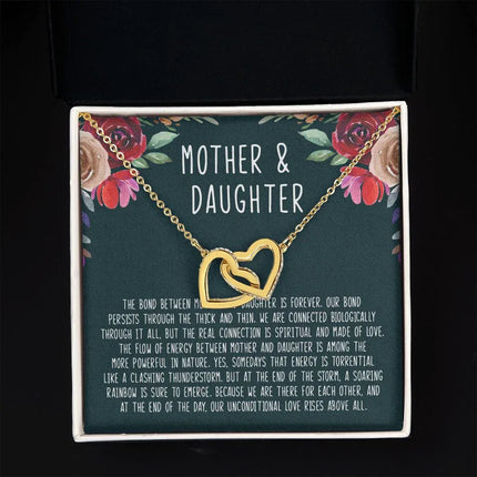 Mother And Daughter - The Bond Between Mother And Daughter Is Forever - Interlocking Hearts Necklace - Charming Present