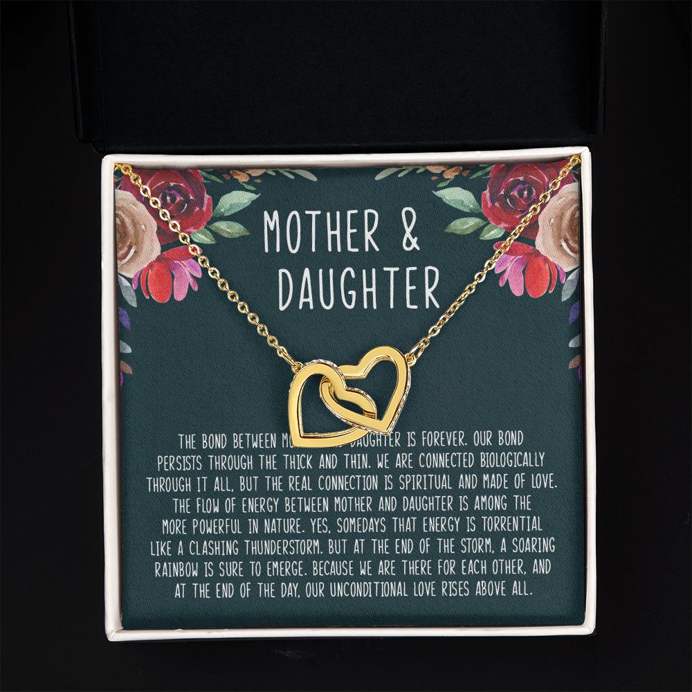 Mother And Daughter - The Bond Between Mother And Daughter Is Forever - Interlocking Hearts Necklace