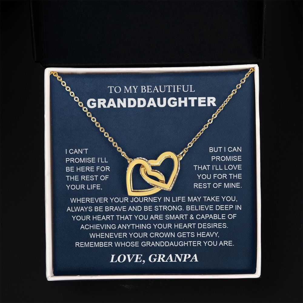 Granddaughter - Grandpa - Love You For The Rest Of Mine - Interlocking Hearts Necklace