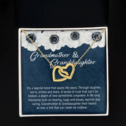 Granddaughter - Sharing Hugs And Kisses - Interlocking Hearts Necklace - Charming Present