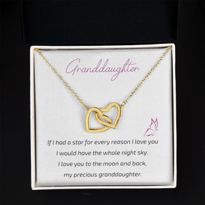 Granddaughter Grandma - I Love You To The Moon And Back - Interlocking Hearts Necklace