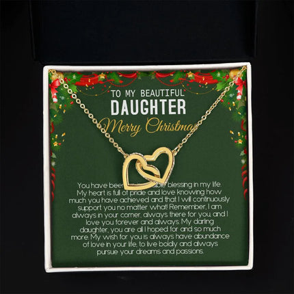 Beautiful Daughter - Merry Christmas - Love You Forever And Always - Interlocking Hearts Necklace - Charming Present