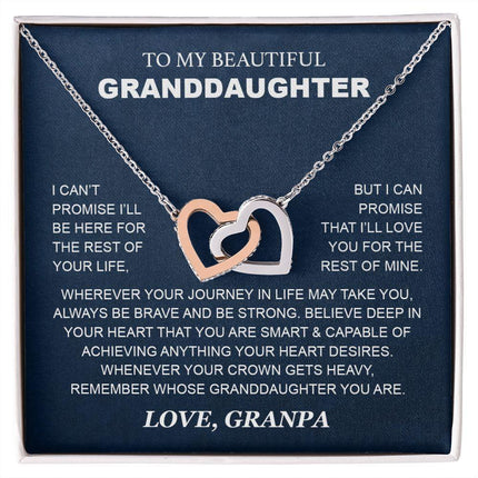 Granddaughter - Grandpa - Love You For The Rest Of Mine - Interlocking Hearts Necklace - Charming Present