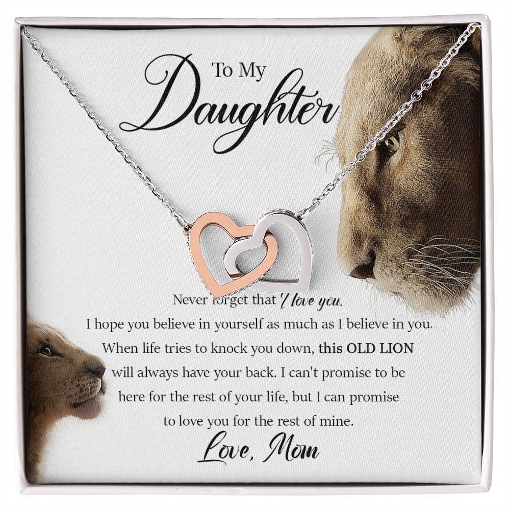 Daughter - Mom - Never Forget That I Love You - Interlocking Hearts Necklace