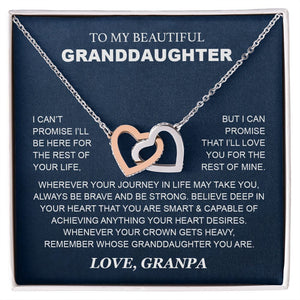 Granddaughter - Grandpa - Love You For The Rest Of Mine - Interlocking Hearts Necklace