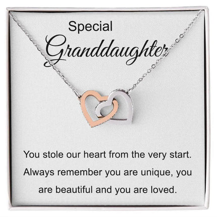Special Granddaughter - You Are Beautiful - Interlocking Hearts Necklace - Charming Present