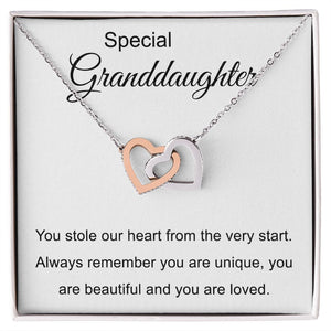 Special Granddaughter - You Are Beautiful - Interlocking Hearts Necklace