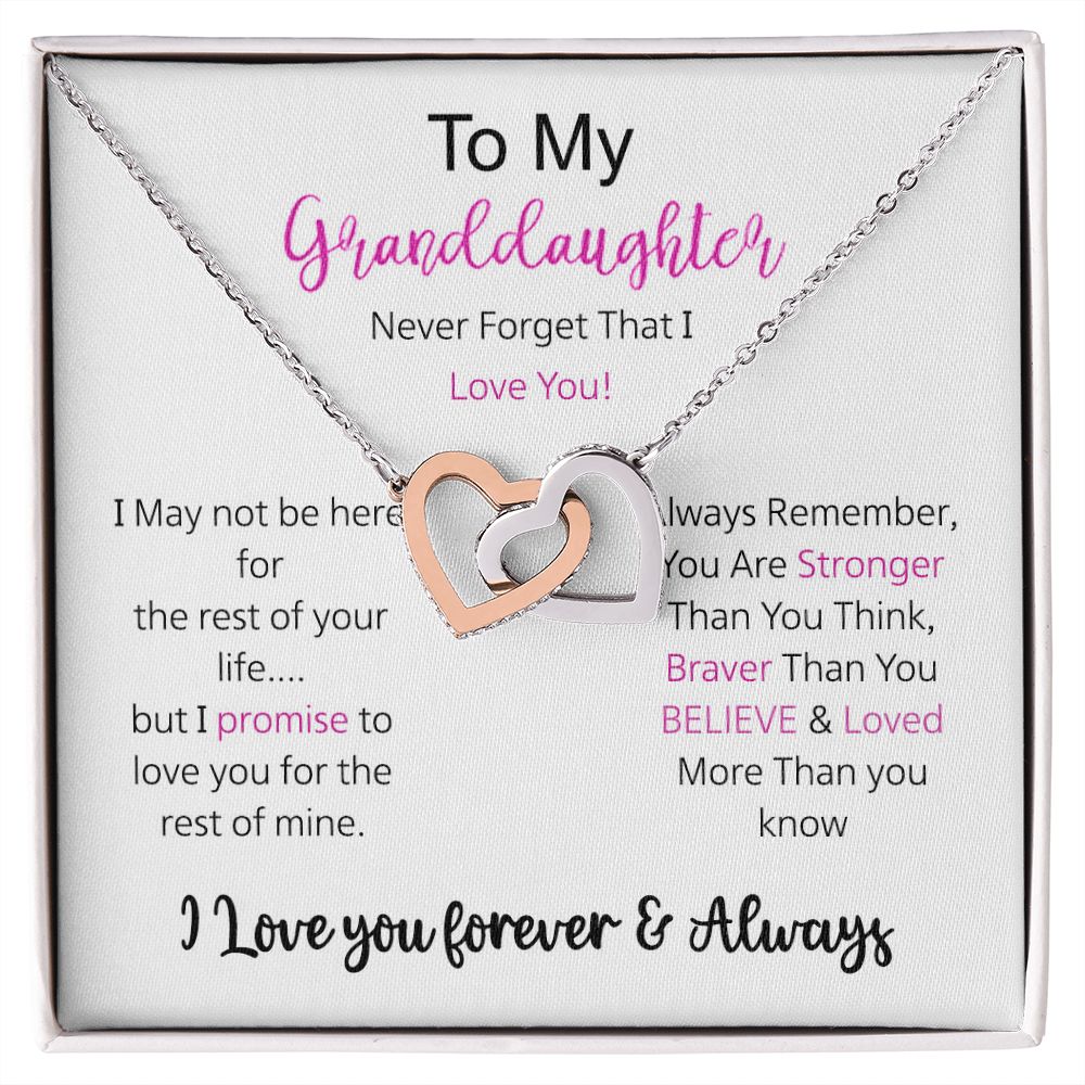 Granddaughter - I Love You Forever - Interlocking Hearts Necklace