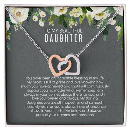 Daughter - Love You Forever And Always - Interlocking Hearts Necklace - Charming Present
