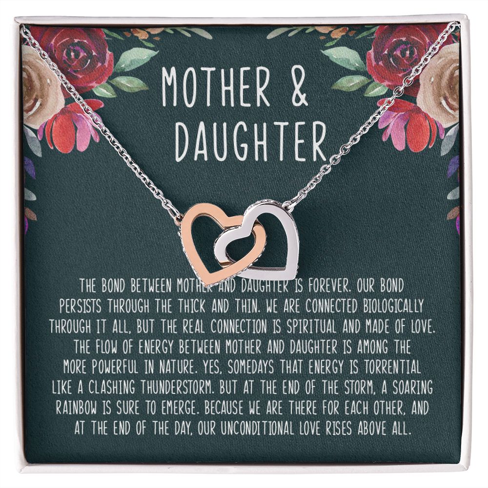 Mother And Daughter - The Bond Between Mother And Daughter Is Forever - Interlocking Hearts Necklace