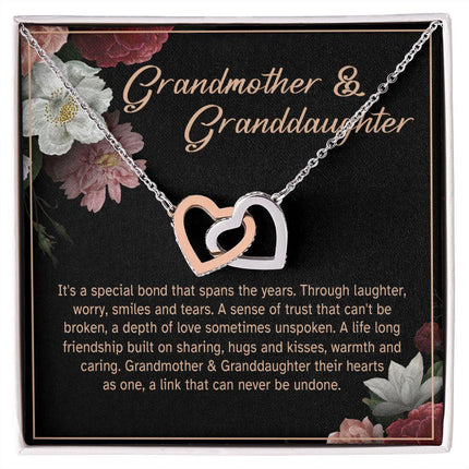 Granddaughter - Sharing Hugs And Kisses - Interlocking Hearts Necklace - Charming Present